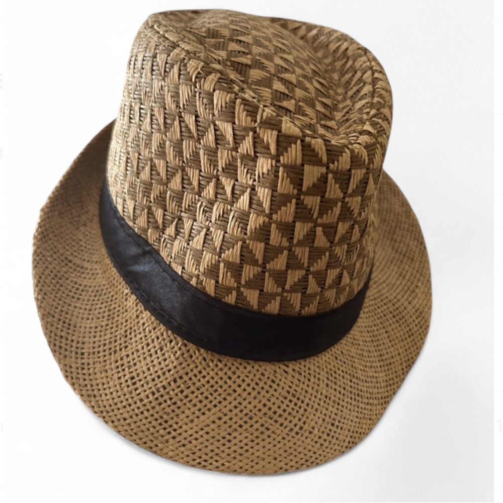 Stylish Woven 100% Paper Fedora/ Trilby hat with Black Band